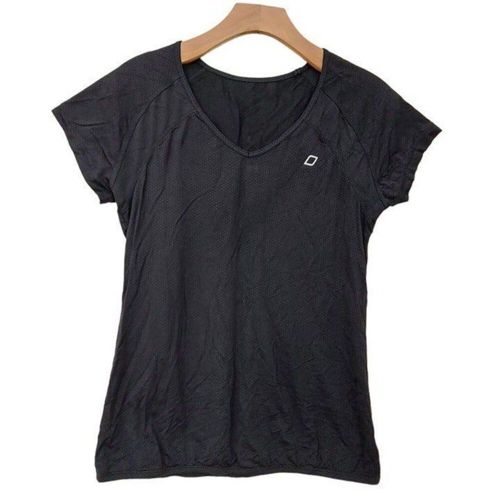 Lorna Jane Top Womens Medium Black Short Sleeve Breathable Activewear Yoga Gym